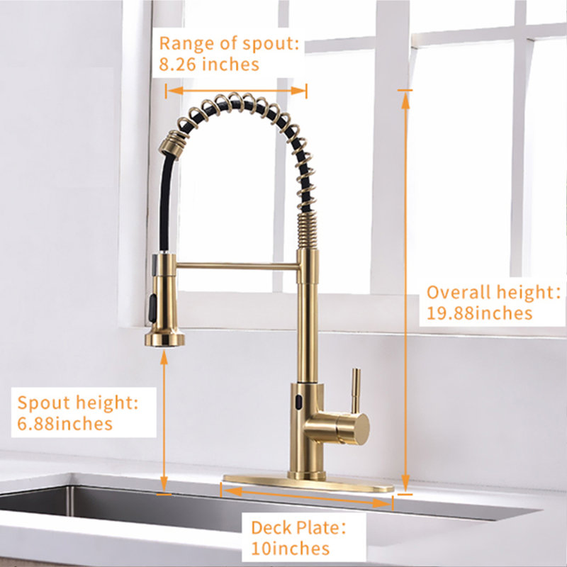Touchless Kitchen Faucet,Hands Free Automati Brushed Nickel Gol
