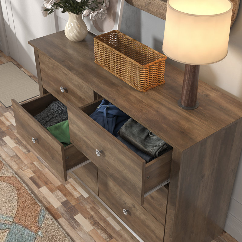 Kepner 6 Drawer 46.3'' W Double Dresser, Knotty Oak