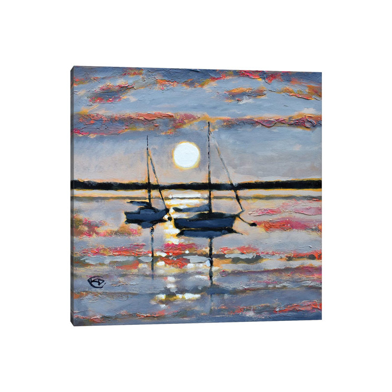 Full Moon Sailboats by Kip Decker - Wrapped Canvas Gallery-Wrapped Canvas Giclée, 30.48cm H x 30.48cm W x 1.90cm D