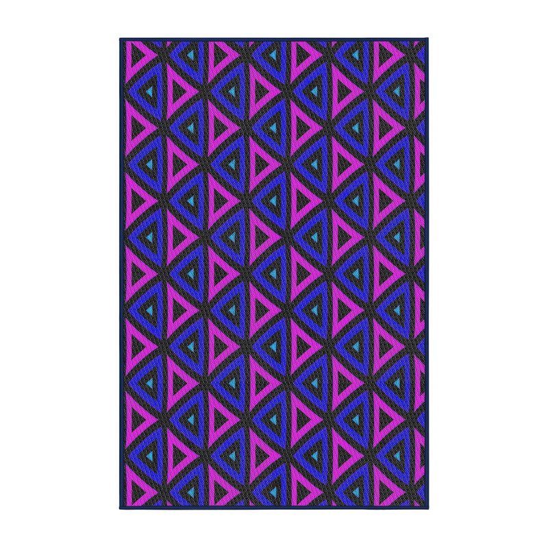 Tapis bleu/rose à motifs Monson, Rectangle 2 pi x 3 pi