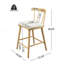Tabouret de comptoir d'intérieur en bois rembourré, finition naturelle avec revêtement beige, style Windsor