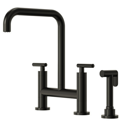 Bridge Kitchen Faucet, 3 Hole 2 Handle Kitchen Sink Faucet with Side Sprayer