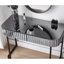 Meuble-lavabo à miroir 39 po avec base en acier inoxydable et 2 tiroirs gris, idéal pour la chambre à coucher et le bureau.-222633664