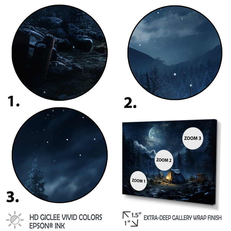 Starlit Camping In Canada 2 - Camping Travel Wall Art, 34" H x 44" W x 1.5" D, Gold Closed Corner Framed