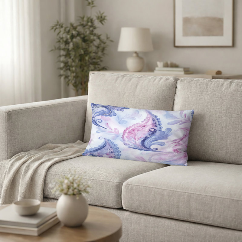 Coussin décoratif moderne Modern - Coussin à imprimé cachemire mauve, H 12 po x l 20 po