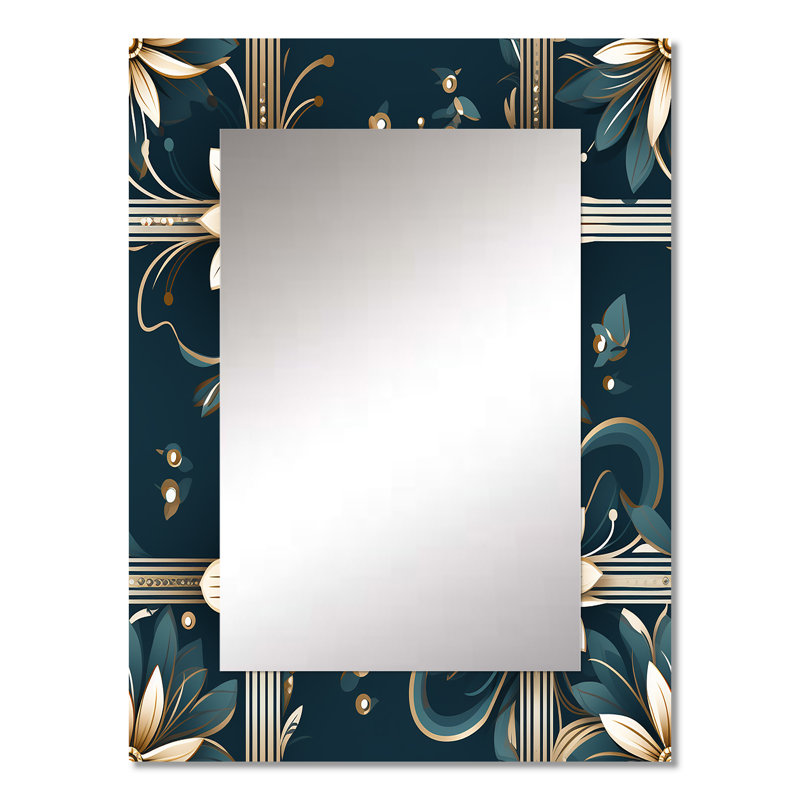 Kimbrough or victorien orné floral élégance - miroir mural géométrique, miroir décoratif moderne, impression d'art en métal