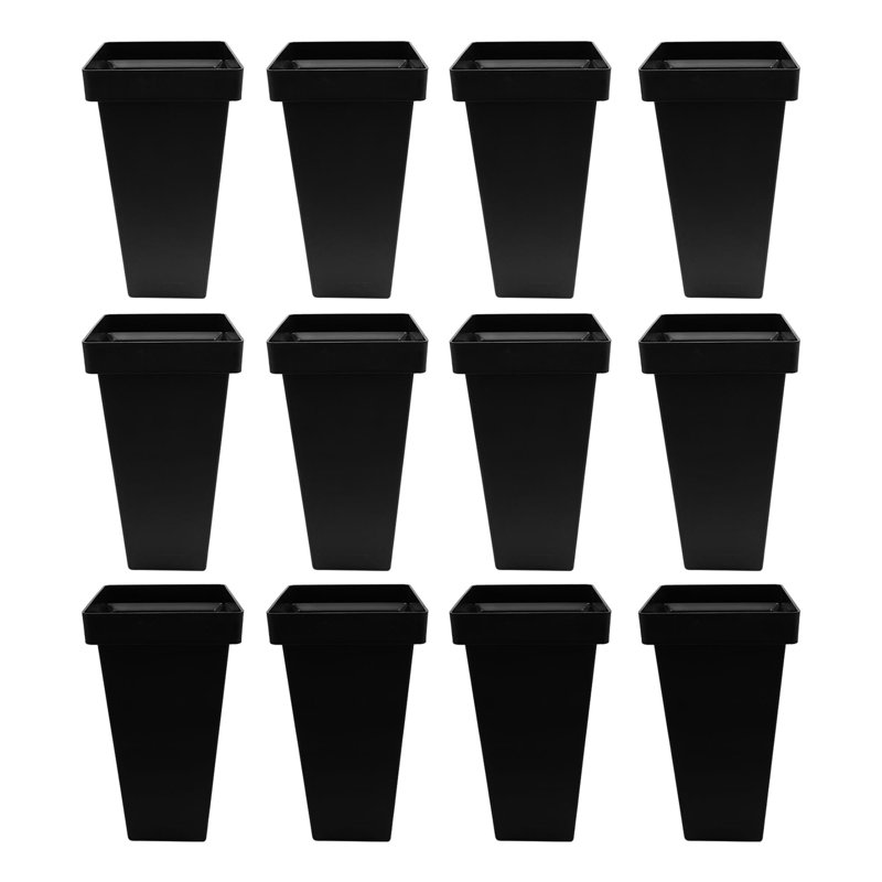 12Pcs Plastic Flower Buckets Planters, Black