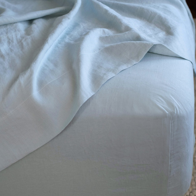 100% French Linen Sheet Set, Wave, Full Sheet Set with 2 Pillowcases