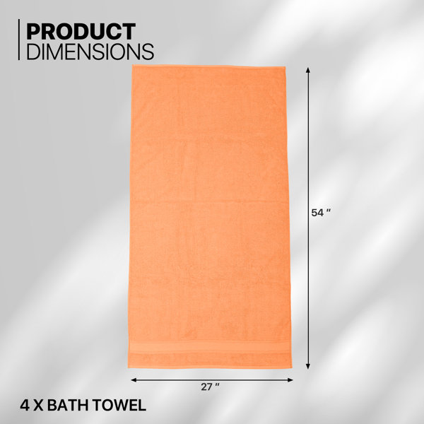 4 Piece Bath Towel Set, 100% Cotton, High Absorbent Quick Dry Bath Towels, Machine Washable, 27x54 MoNiBloom Color: Gray