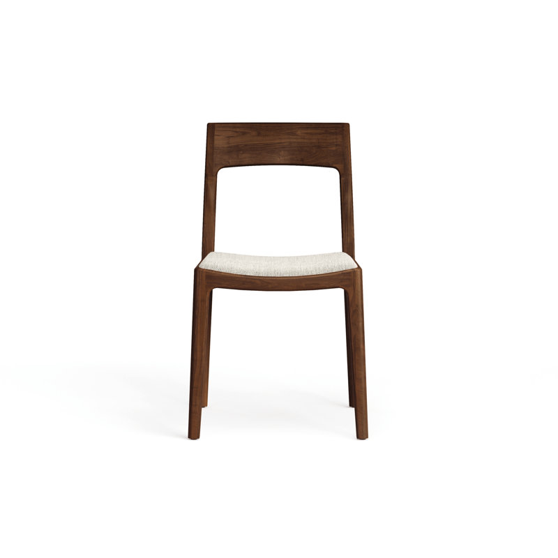 Lisse Upholstered Dining Chair, Natural Walnut, Ebony Leather