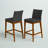 Upholstered Faux Leather Counter Stool with Solid Wood Frame-823577233-911119225
