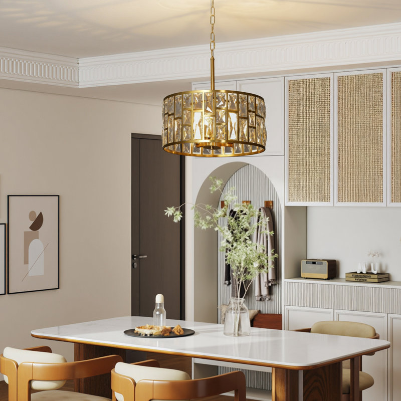 Crystal, Glass Flush Mount, Gold Tone