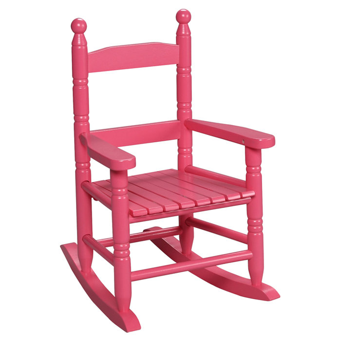 Chaise berçante pour enfant à lattes Baheejah, Rose