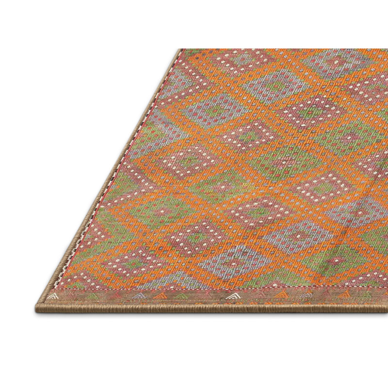 Tapis brun/vert/gris zone contemporaine, Rectangle 5 pi x 7 pi
