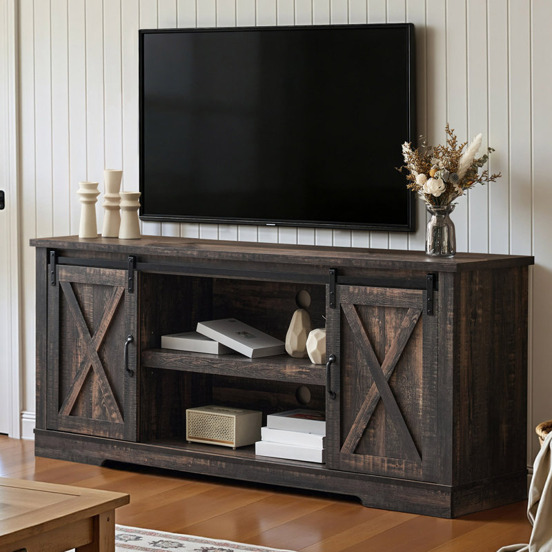 Chiara Farmhouse TV Stand, Dark Rustic Oak