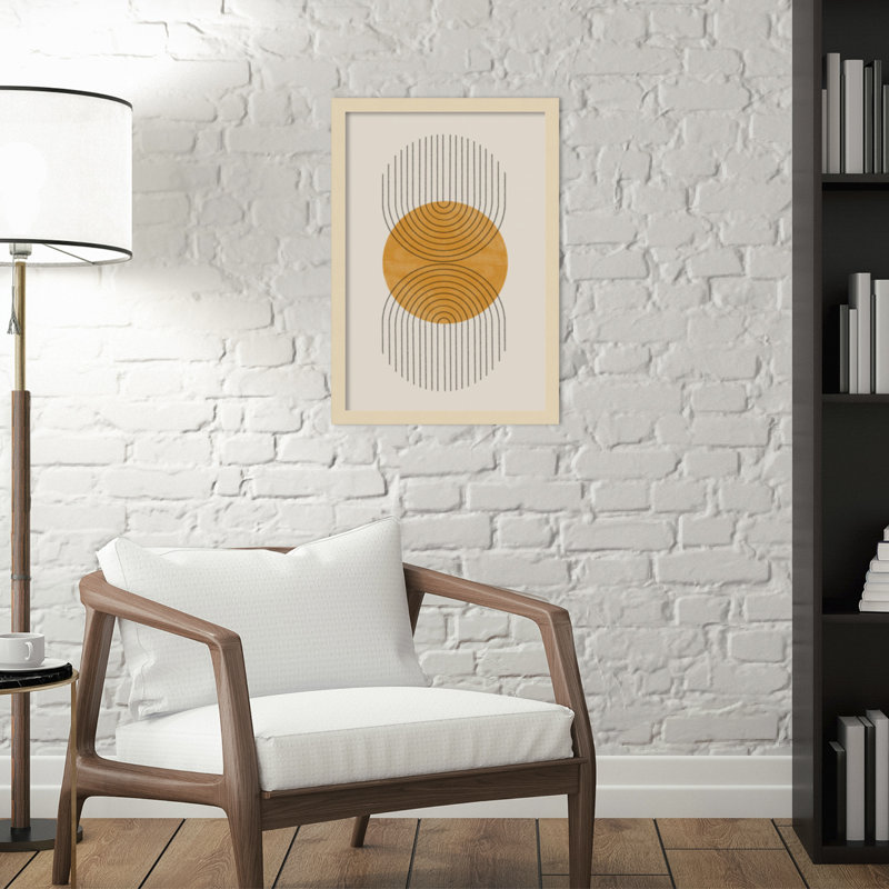 Perfect Point Yellow by The MIUUS STUDIO, 21" H x 15" W x 1" D, Brown Framed