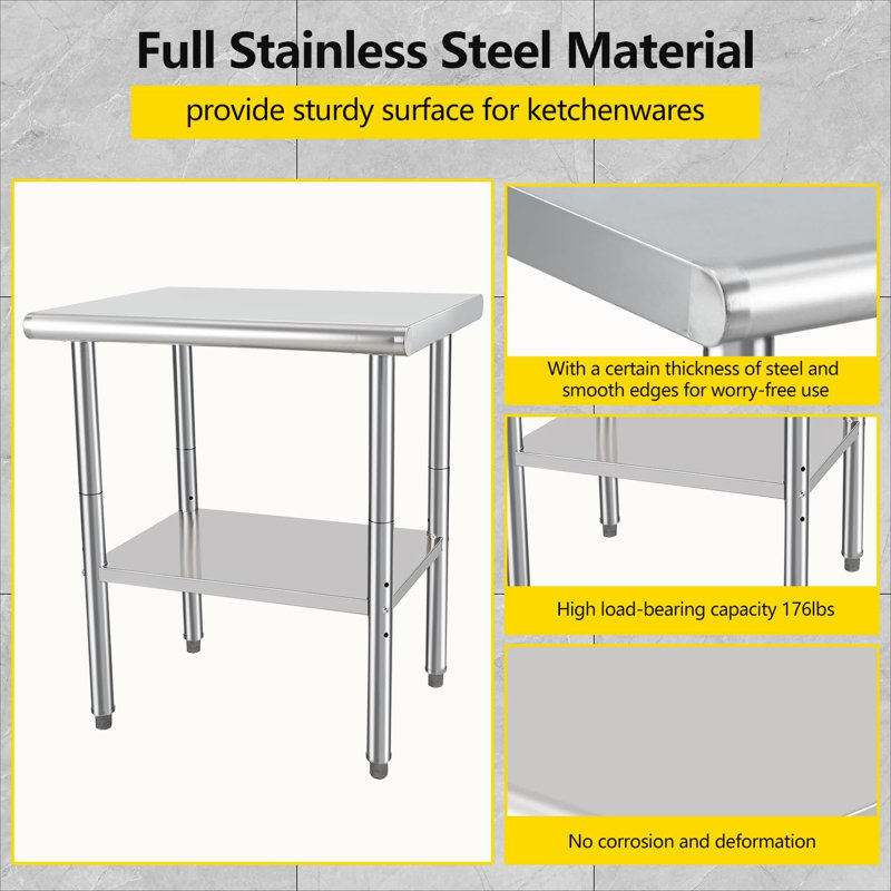 76.2cm W Stainless Steel Top Workbench