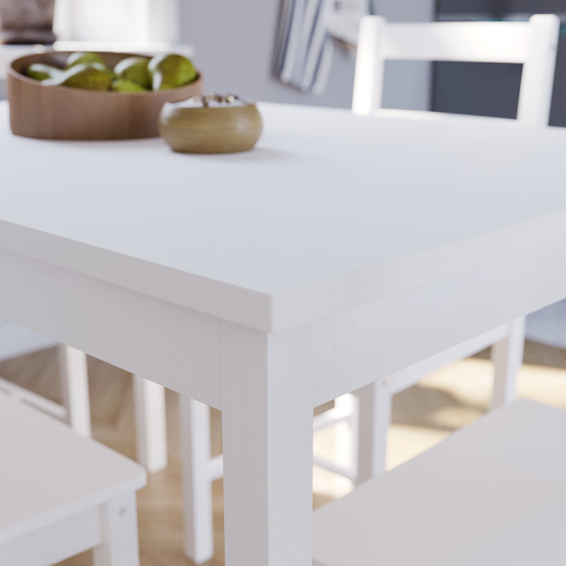 Orrstown 4 - Person Pine Solid Wood Dining Set, White