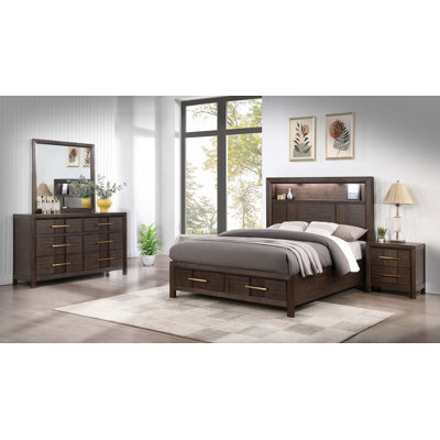 Ensemble de chambre à coucher 4 pièces avec tête de lit à DEL