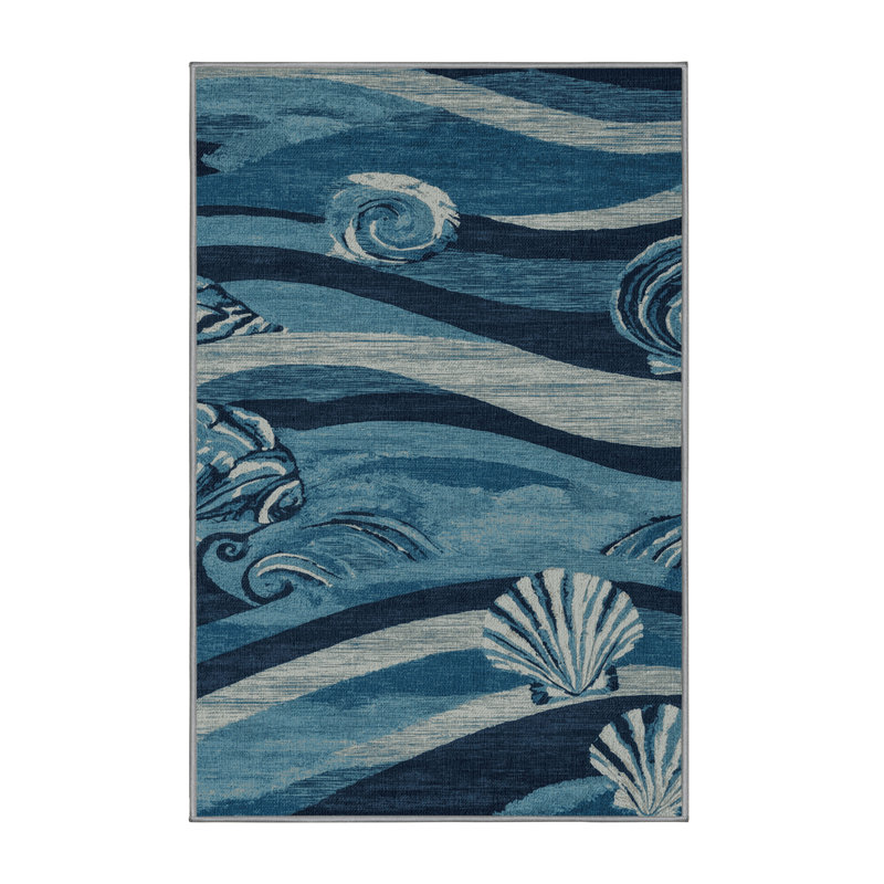 Tapis bleu marine lavable, Rectangulaire 2 pi x 3 pi