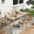 7-piece Outdoor Dining Set With Solid Wood Table And 6 Rope-woven Acacia Wood Chairs