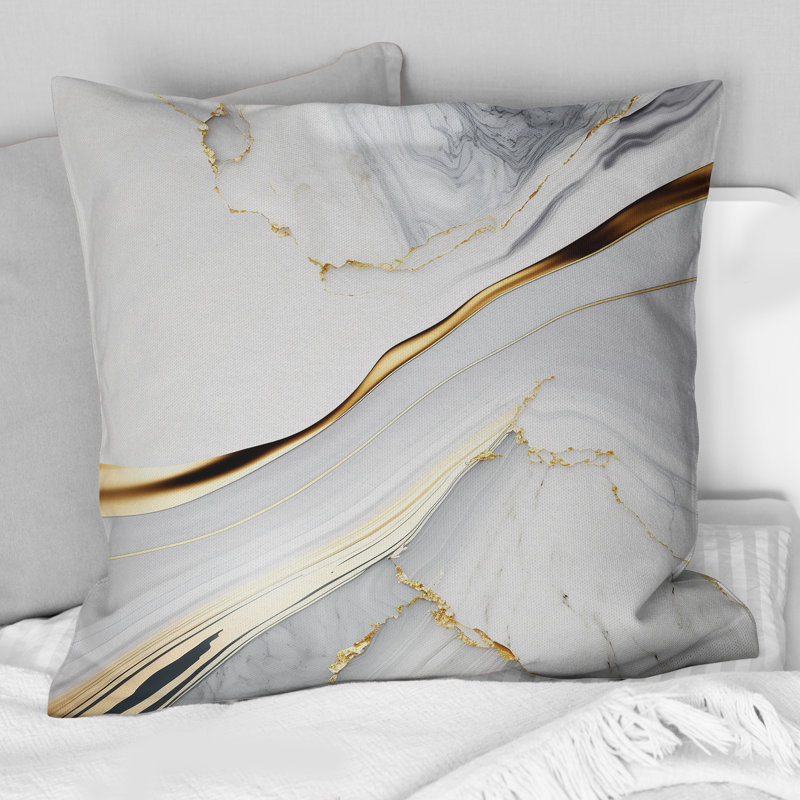 Abstract Geode Waves Grey IV - coussin imprimé, H 18 po x l 18 po