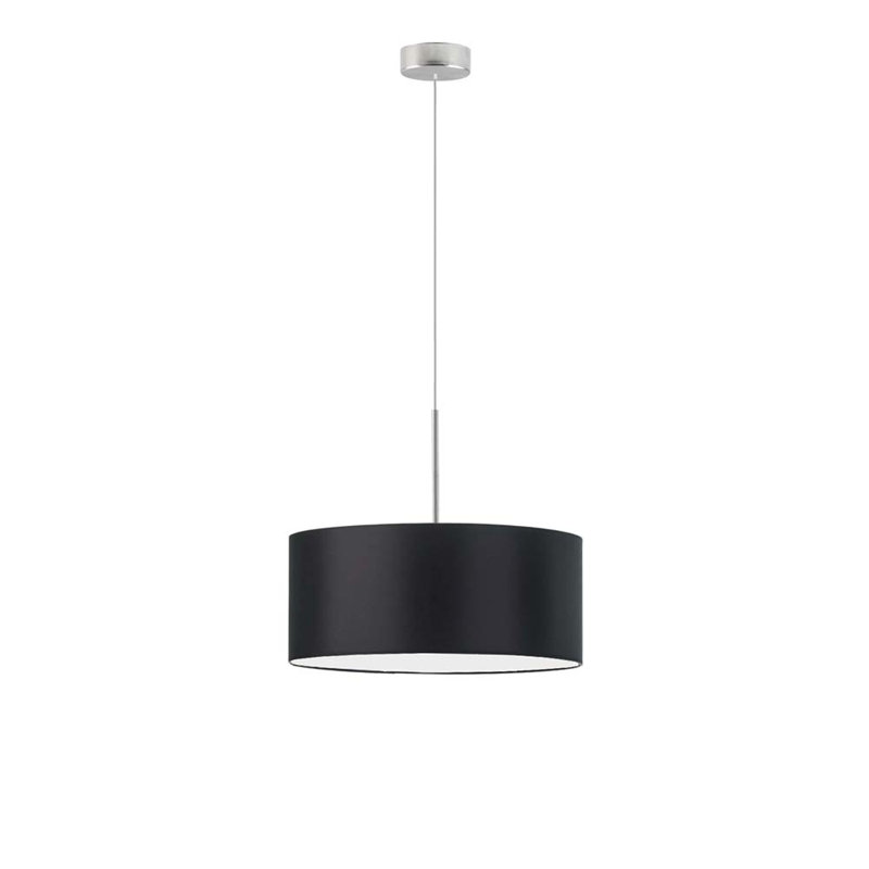 Aubryn 3 - Light Drum Pendant, 120cm H x 40cm W x 40cm D, Black, Brushed Steel