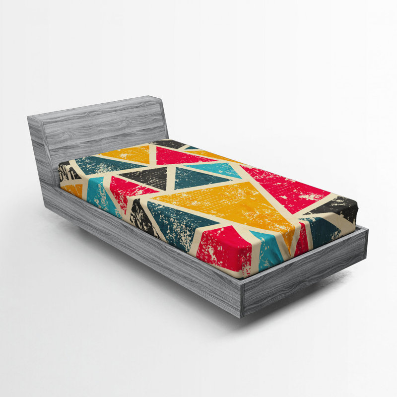 Microfiber Geometric Fitted Sheet, Twin Fitted Sheet
