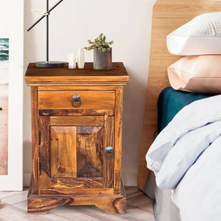 44cm W Solid Wood Bedside Table