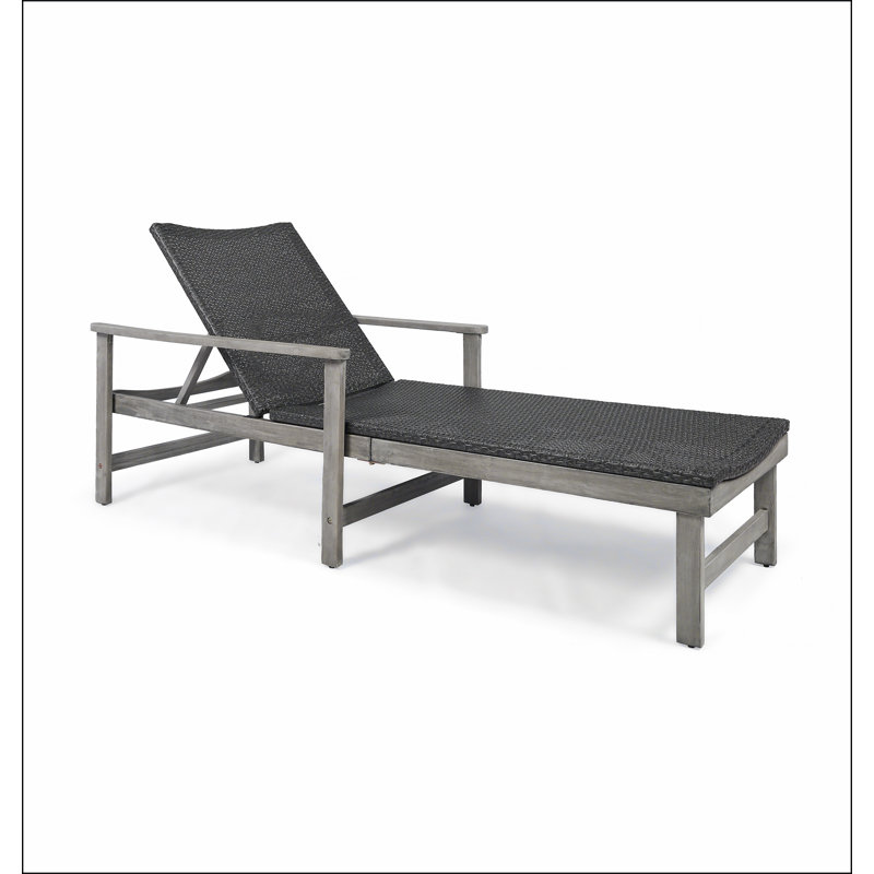 Chaise longue en bois et osier Hampton