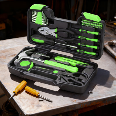 Ensemble d'outils 39 pièces pour la maison avec étui de rangement en ABS 12,5 po x 7,5 po x 3,25 po