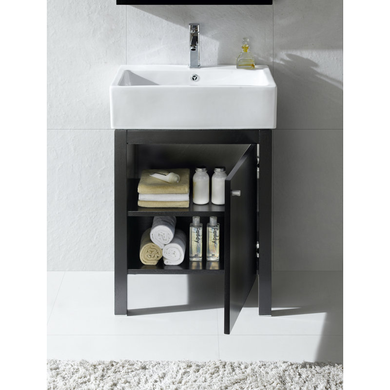 Bourassa 24'' Single Bathroom Vanity with Ceramic Top, Black