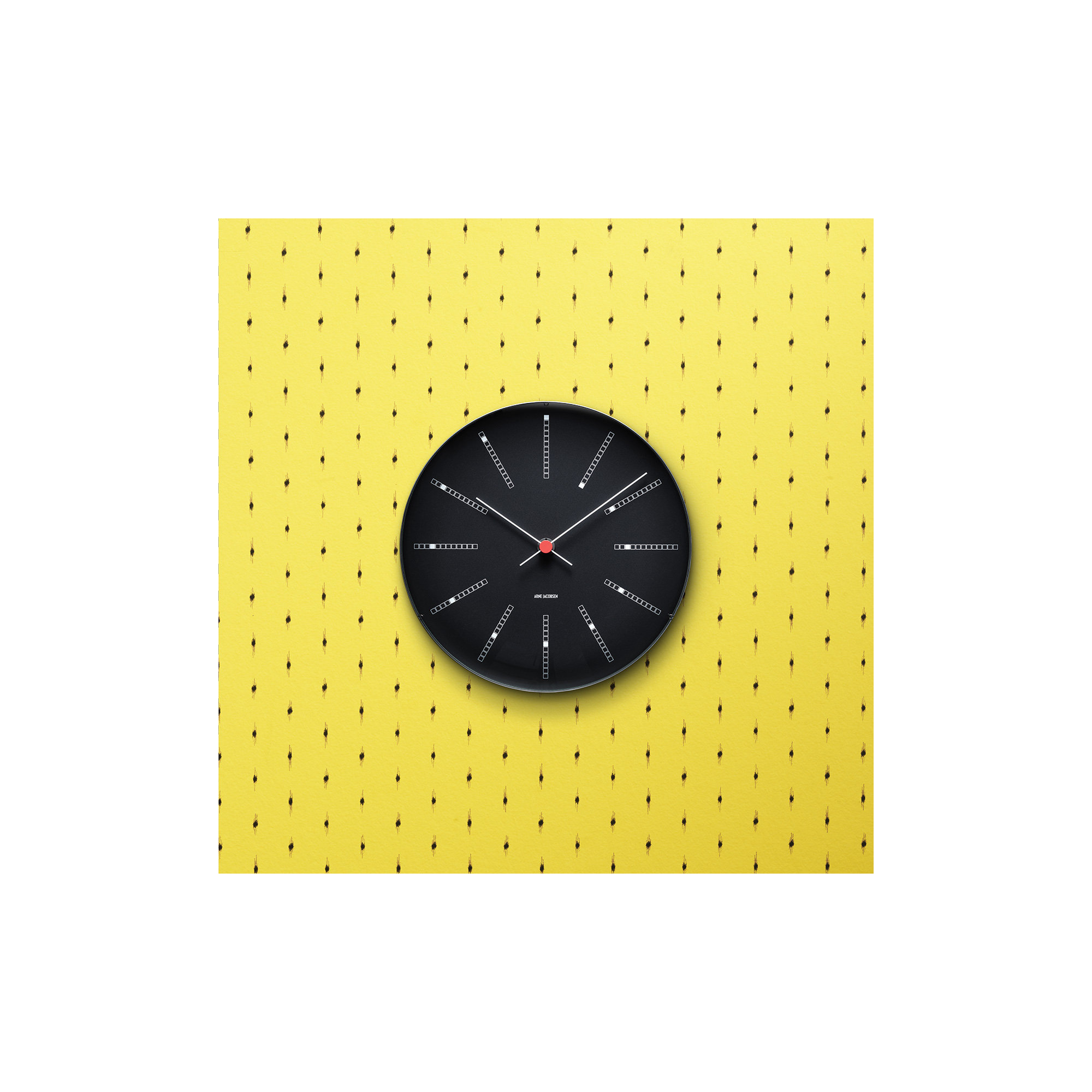 Bankers Metal Wall Clock, Black/White/Red, Large