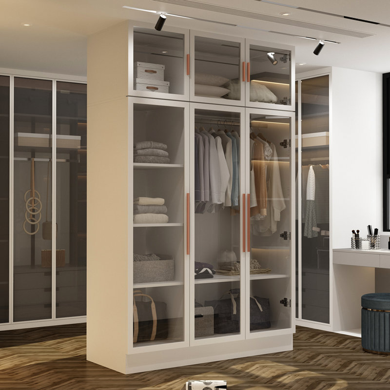 Armoire 6 portes avec armoire, Blanc