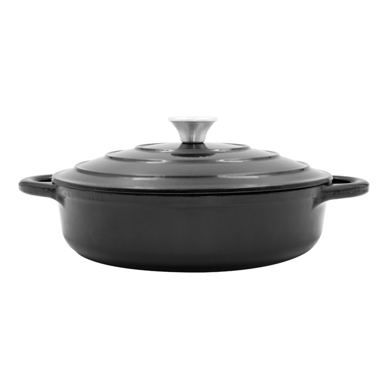 Blackmoor 2.5L Non-Stick Cast Iron Round Dutch Oven, 33, Black
