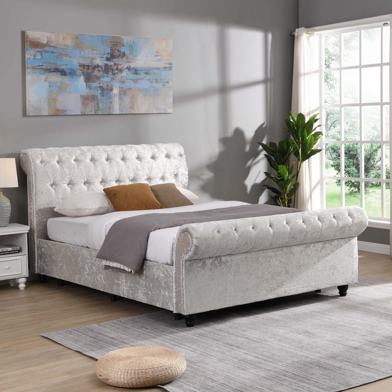 Lit avec rangement Hartfried, Argent, Grand