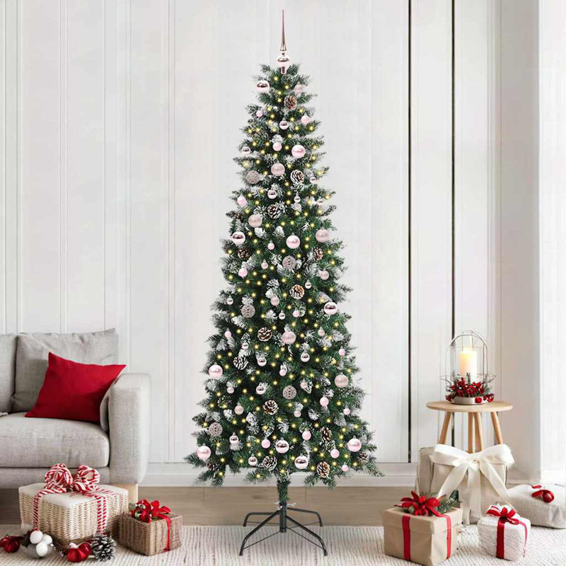 Artificial Christmas Tree with 300 LEDs Green, Pink, 7.87' H