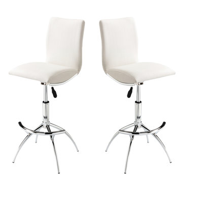 De 2 chaises de bar modernes, siège à texture blanc doux, structure, hauteur réglable, 2 tabourets rembourrés de mousse de qualité, avec texture, base, rembourrage facile à nettoyer