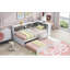 Lit de jour simple avec lit gigogne, armoires de rangement et ports USB-1199446878