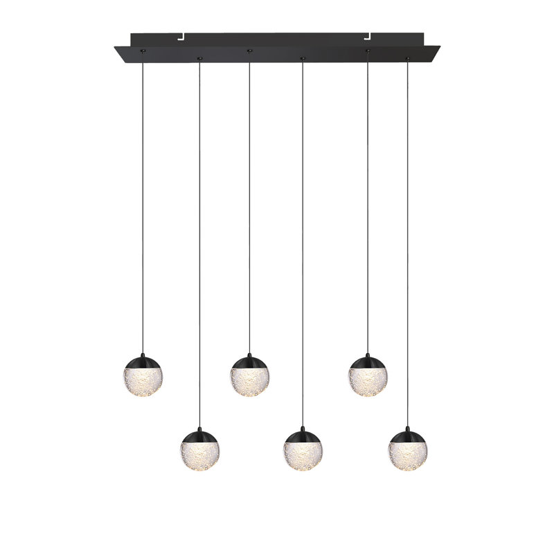 Luminaire suspendu sphère 6 lumières DEL Heatherly, Noir, noir, noir, noir