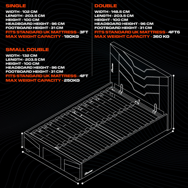 X Rocker Cerberus Double Ottoman Gaming Bed - Blue