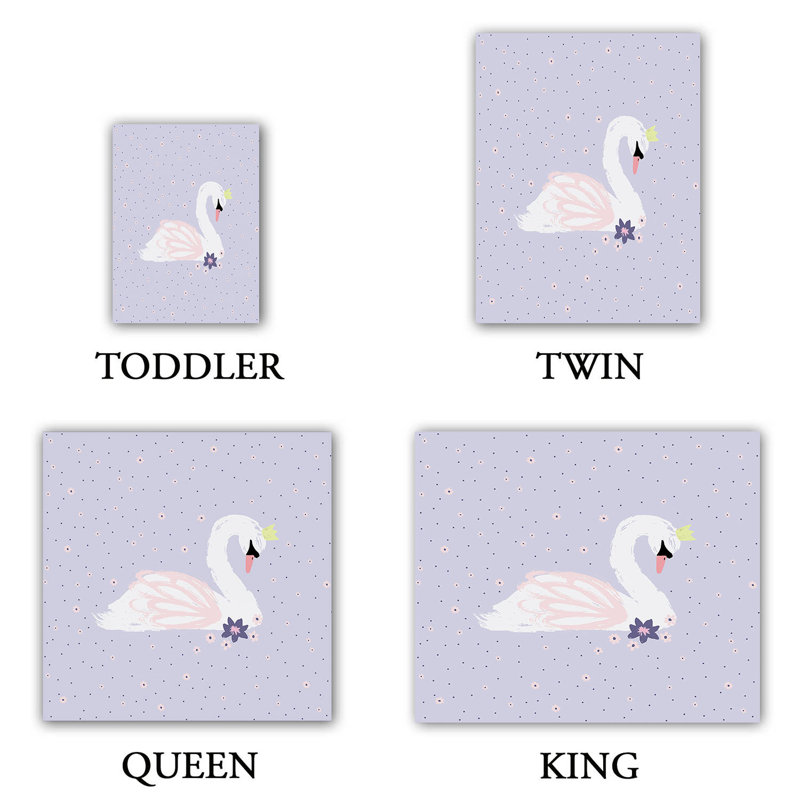 Ensemble de housse de couette swan, 1 housse de couette grand + 2 taies standards, Mauve / Blanc