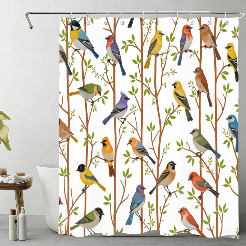 Rideau de douche brun à motif d'oiseaux et d'animaux, décoration pour la salle de bain, 183 cm x 183 cm