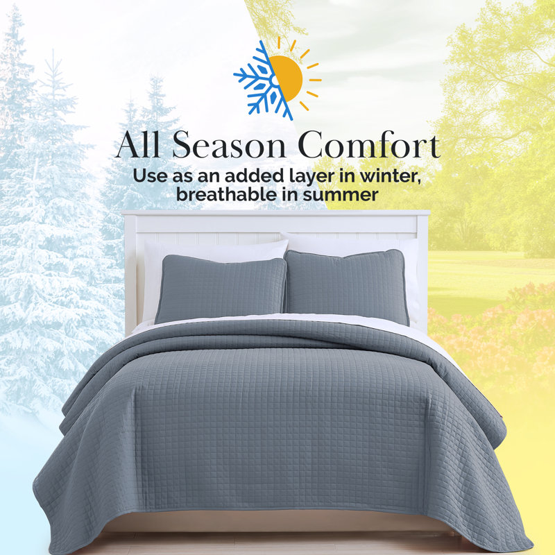 Vilano Springs ® Oversized, Light-Weight Hotel Quality Quilt Set with Matching Shams, Twin/Twin XL Quilt + 1 Standard Sham