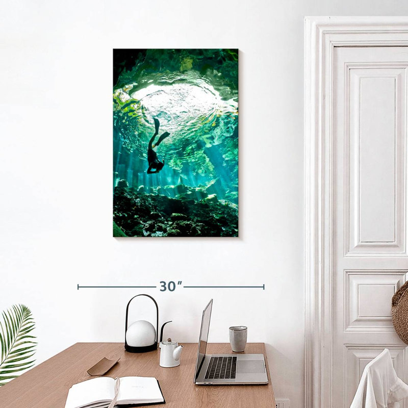 Sireci Diving In Cenote, 30" H x 20" W