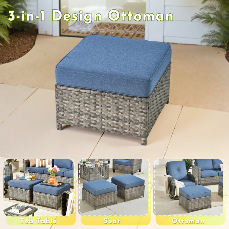 Jyron 5 - Person Patio Conversation Set with Cushions, No, Denim, Gray