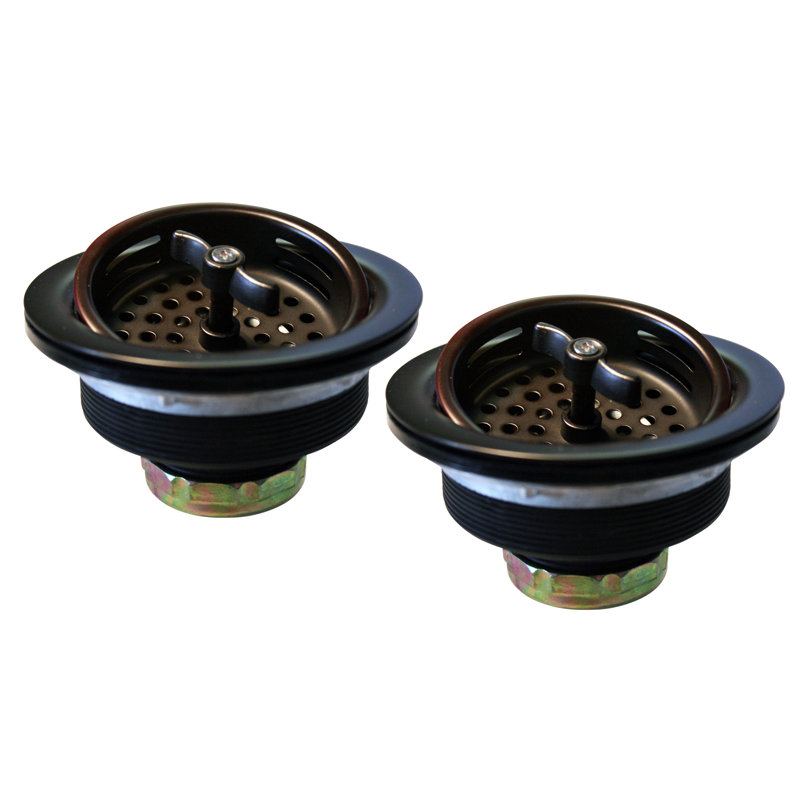 Kitchen Sink Basket Strainer for Drain - 2-Pack, Oil Rubbed Bronze