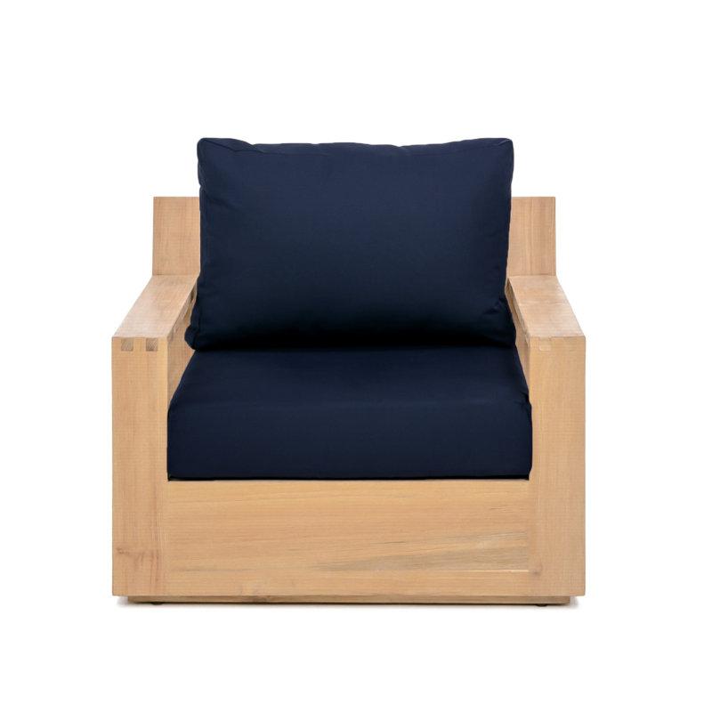 Caldas Outdoor Teak Lounge Chair, Indigo