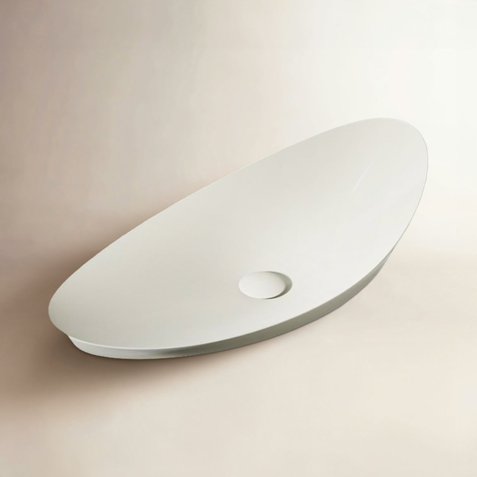 Veil Fireclay Trough Vessel Sink, Biscuit