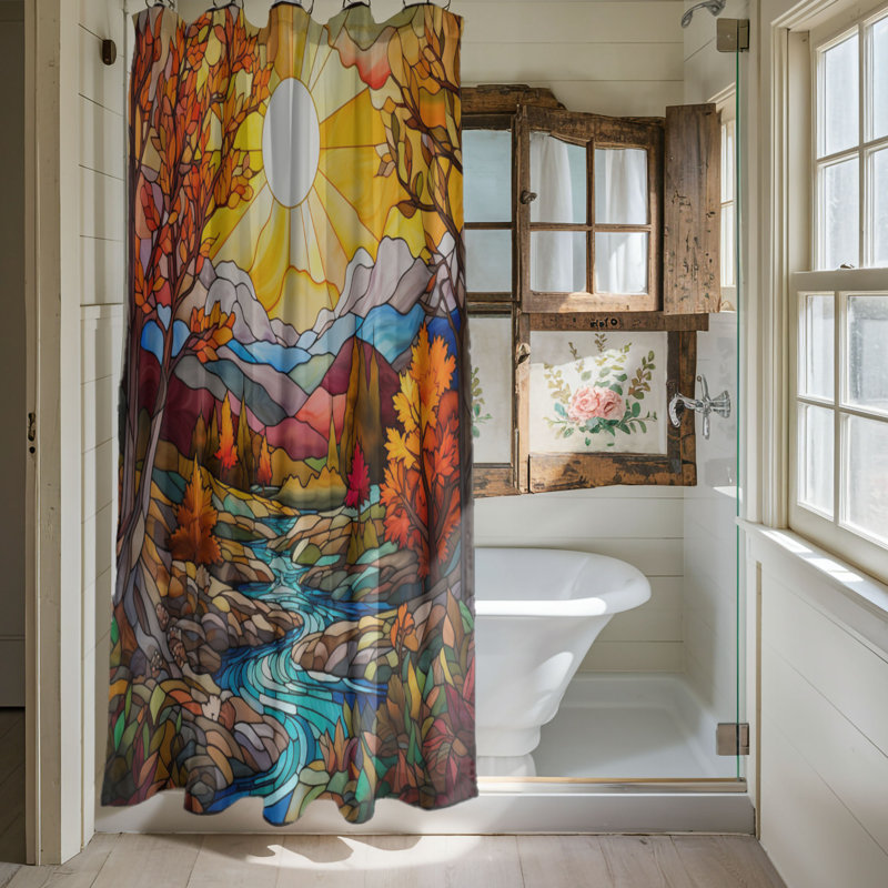 Rideau de douche standard 1 pièce Stain Autumn Designs, H 74 po x l 71 po